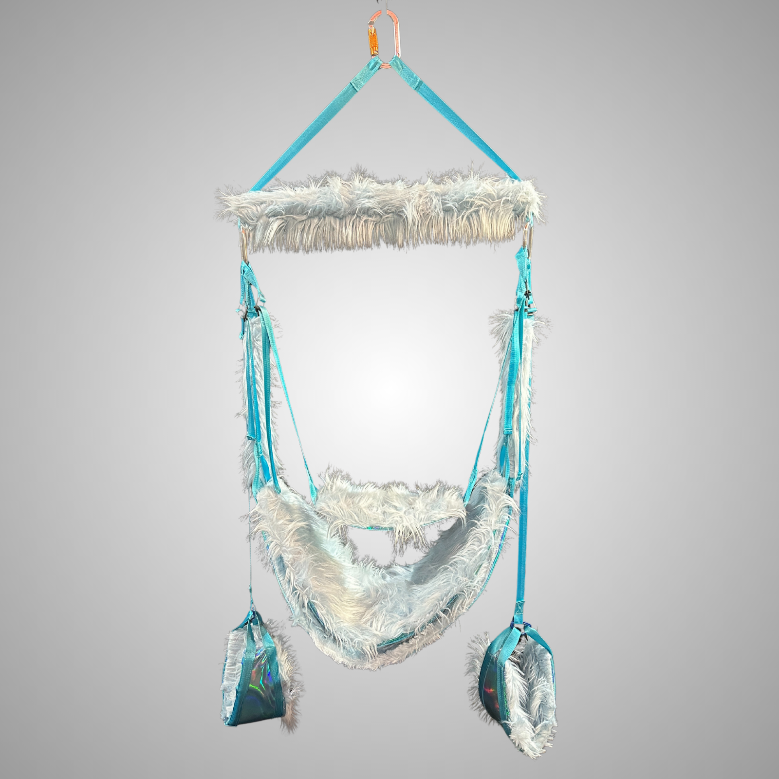Blue Rainbow faux fur swing
